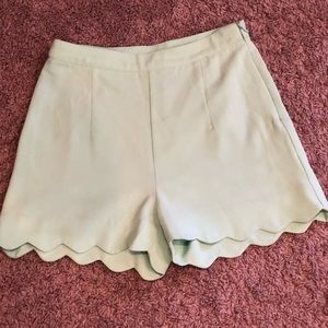 High waisted mint colored shorts
